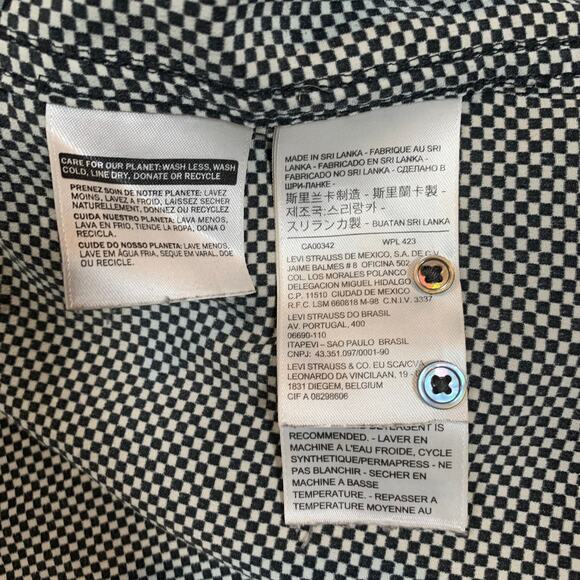 Levi's Classic Fit Long Sleeve Check Black White Button Down Shirt- Size Large - Picture 6 of 7